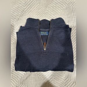 Ralph Lauren Navy Patterned Quarter Zip Pullover